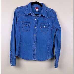 Levi's Tops Shirt Blue Denim Button-Up Size L